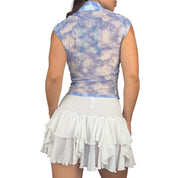 90s Bebe Cloud Print Mesh Blouse (M)