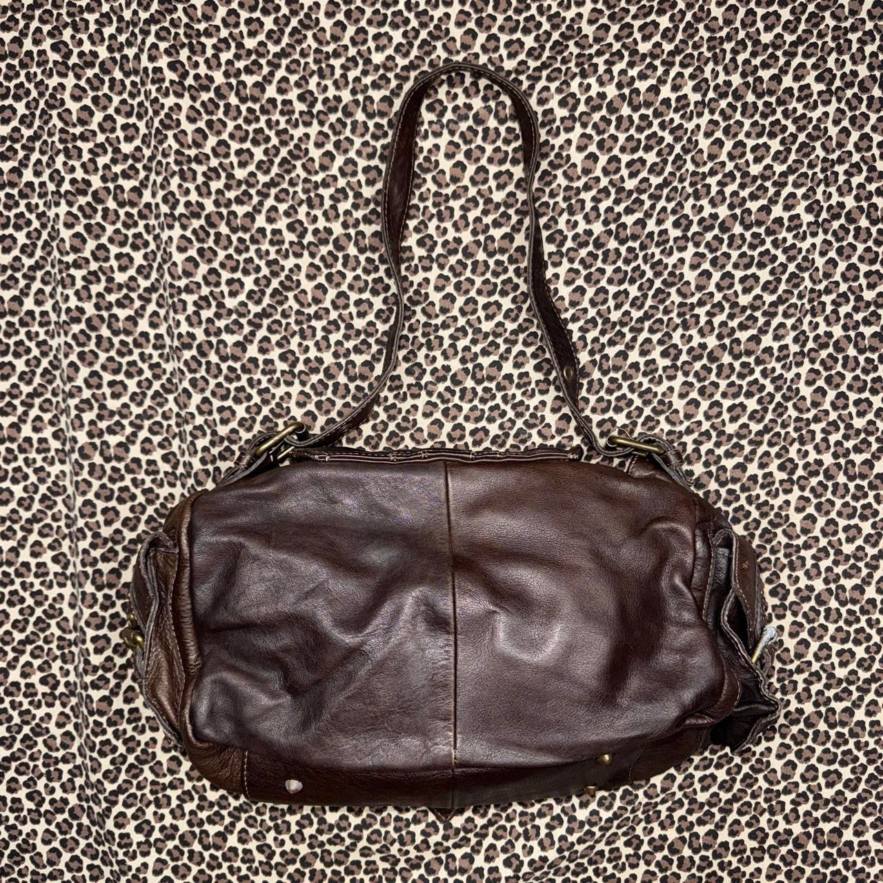 River Island Vintage Brown Leather Satchel Bag