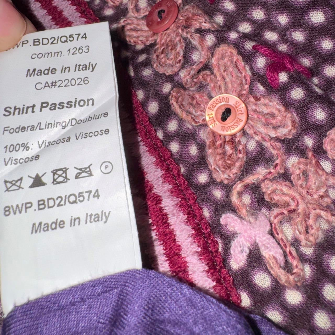 Embroidered Italian Silk & Knit Plum Polka Dot Midi Dress (S)