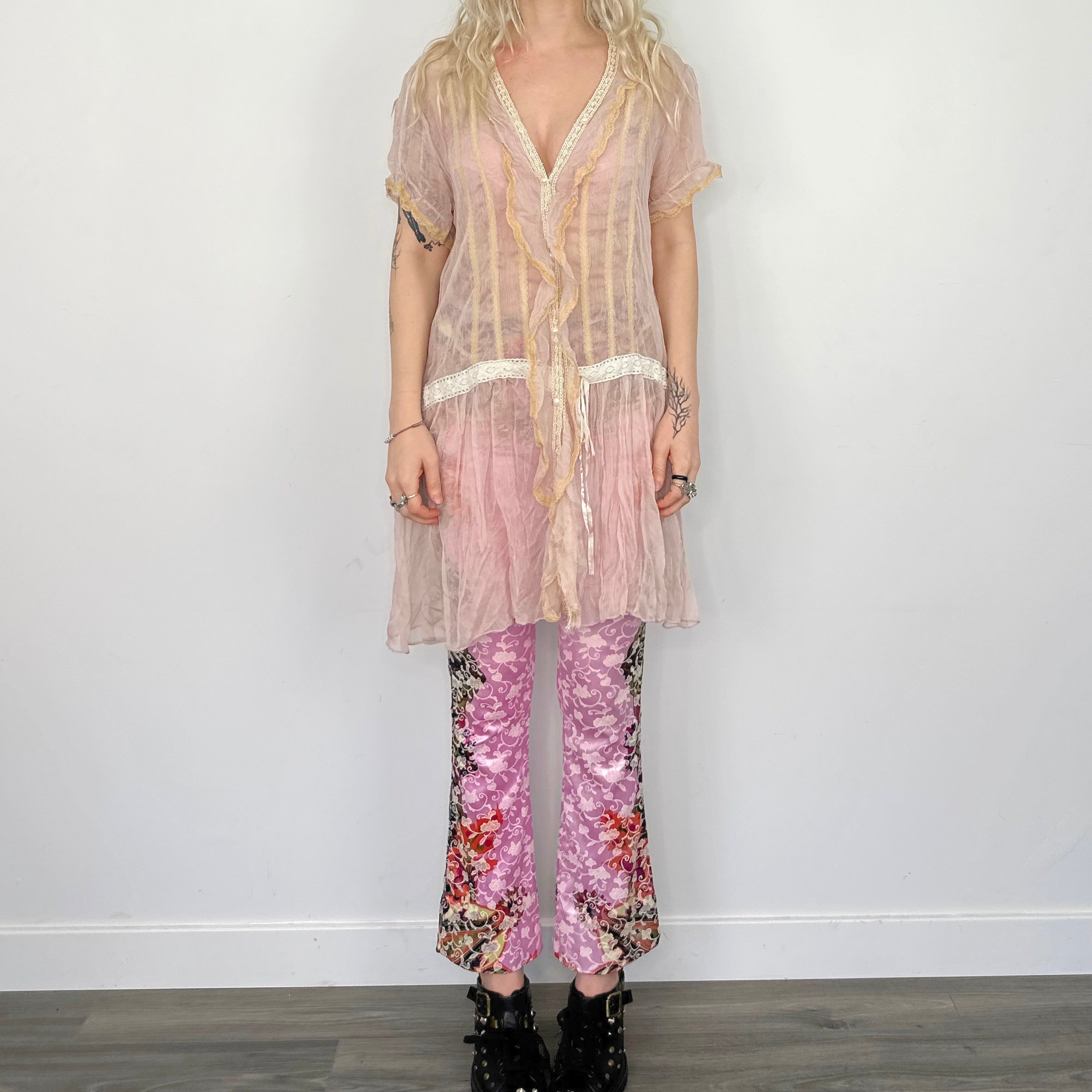 Sheer Chiffon Babydoll Dress (L)