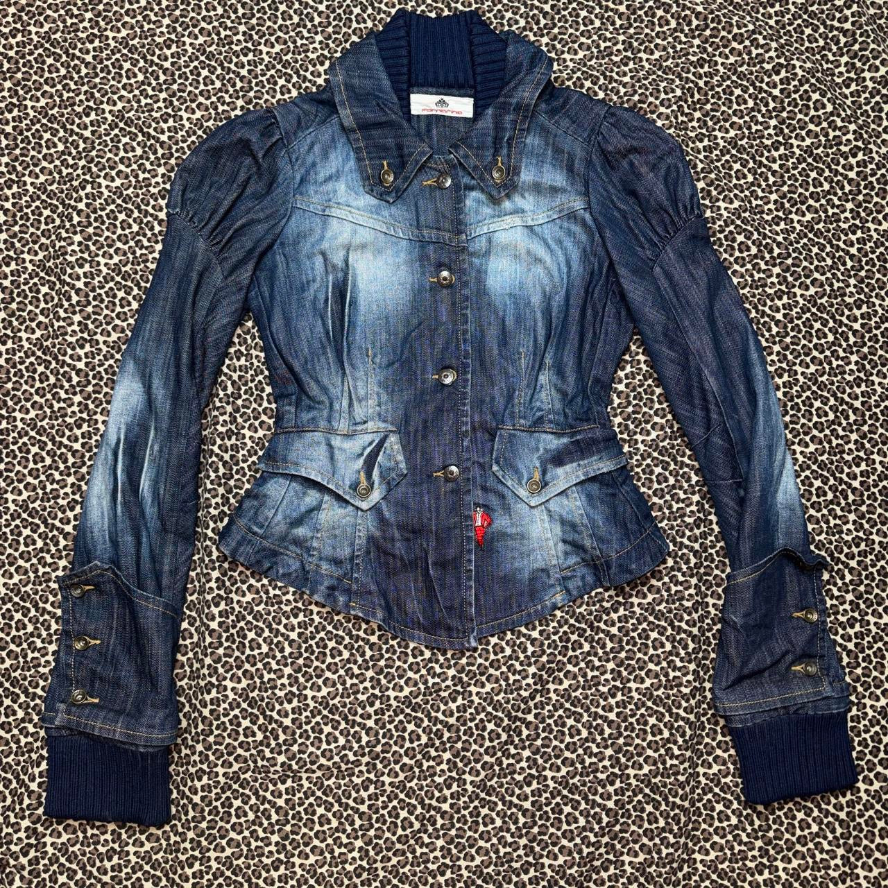 Fornarina Medieval-Style Puff Sleeve Denim Jacket (S)