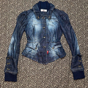 Fornarina Medieval-Style Puff Sleeve Denim Jacket (S)