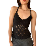 Y2K Noir Crochet Tank (M)