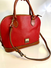 Dooney and Bourke Red and brown
Pebble Leather Zip Top Satchel