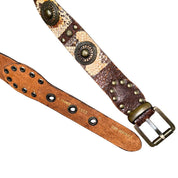 French Vintage Studded Snakeskin Leather Belt