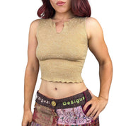 90s Gold Pointelle Crop Top (XS/S)