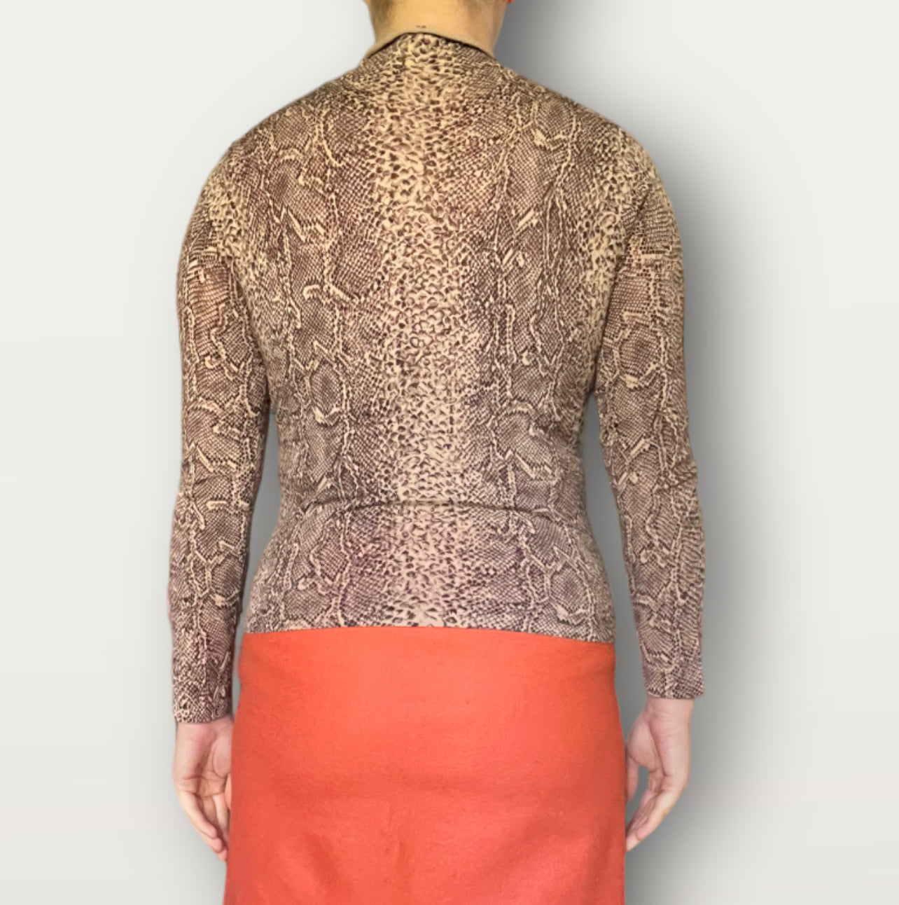 Y2k Soft Cotton Snake Print Long Sleeve Top (S/M)