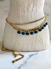 Gold & blue chain belt