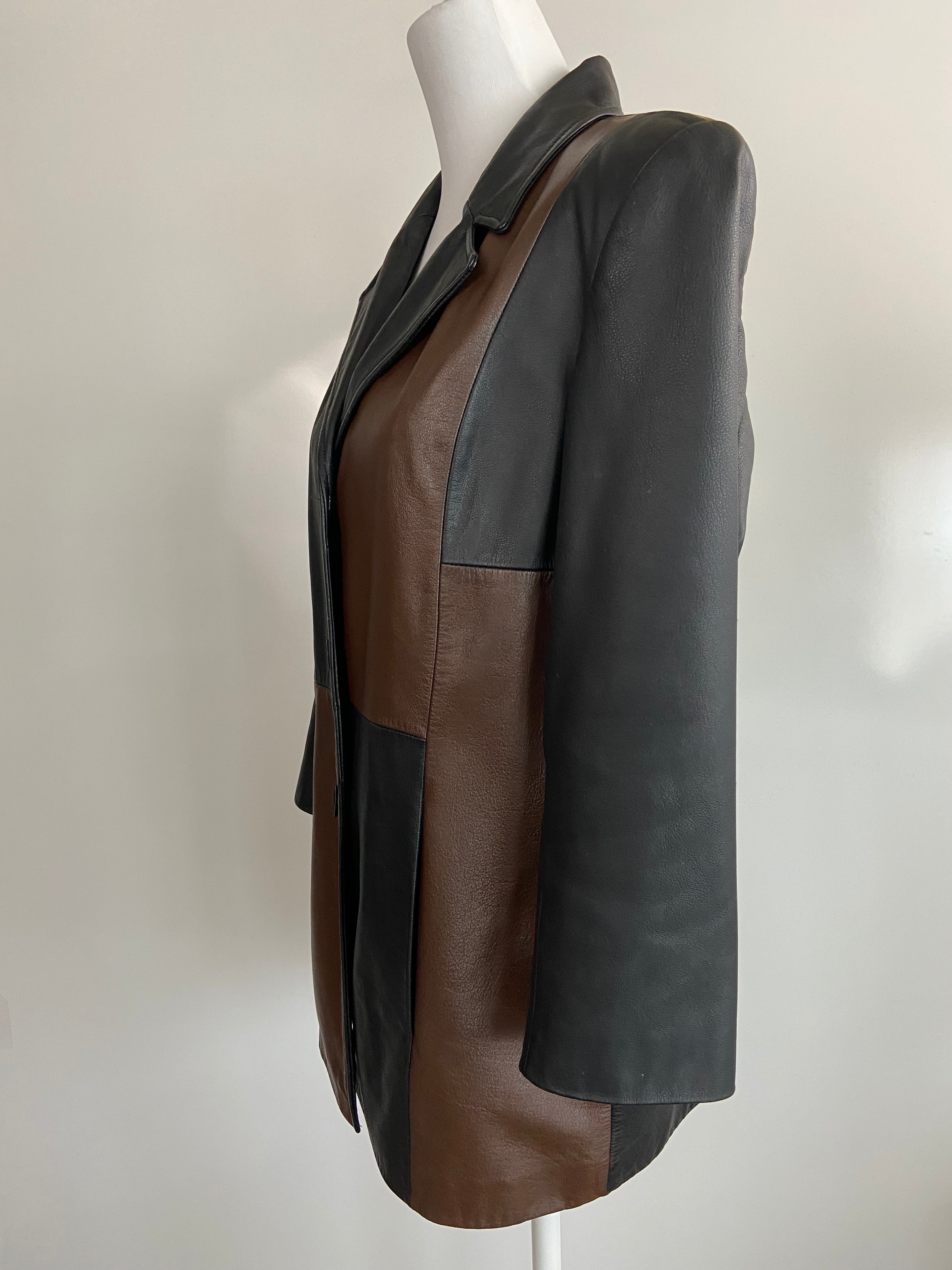 Black & Brown Leather Jacket (L)