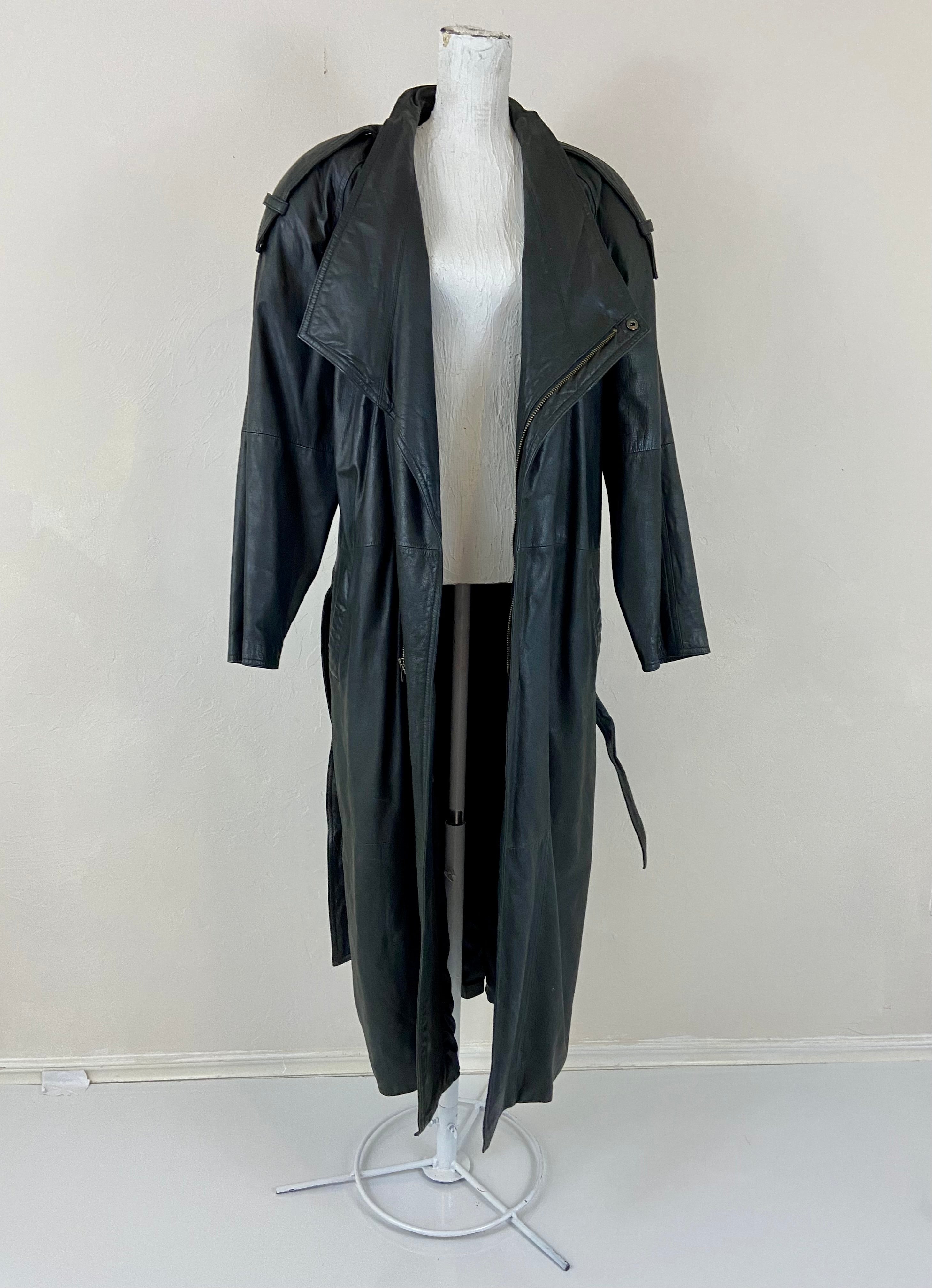 I O U full length Leather online Coat