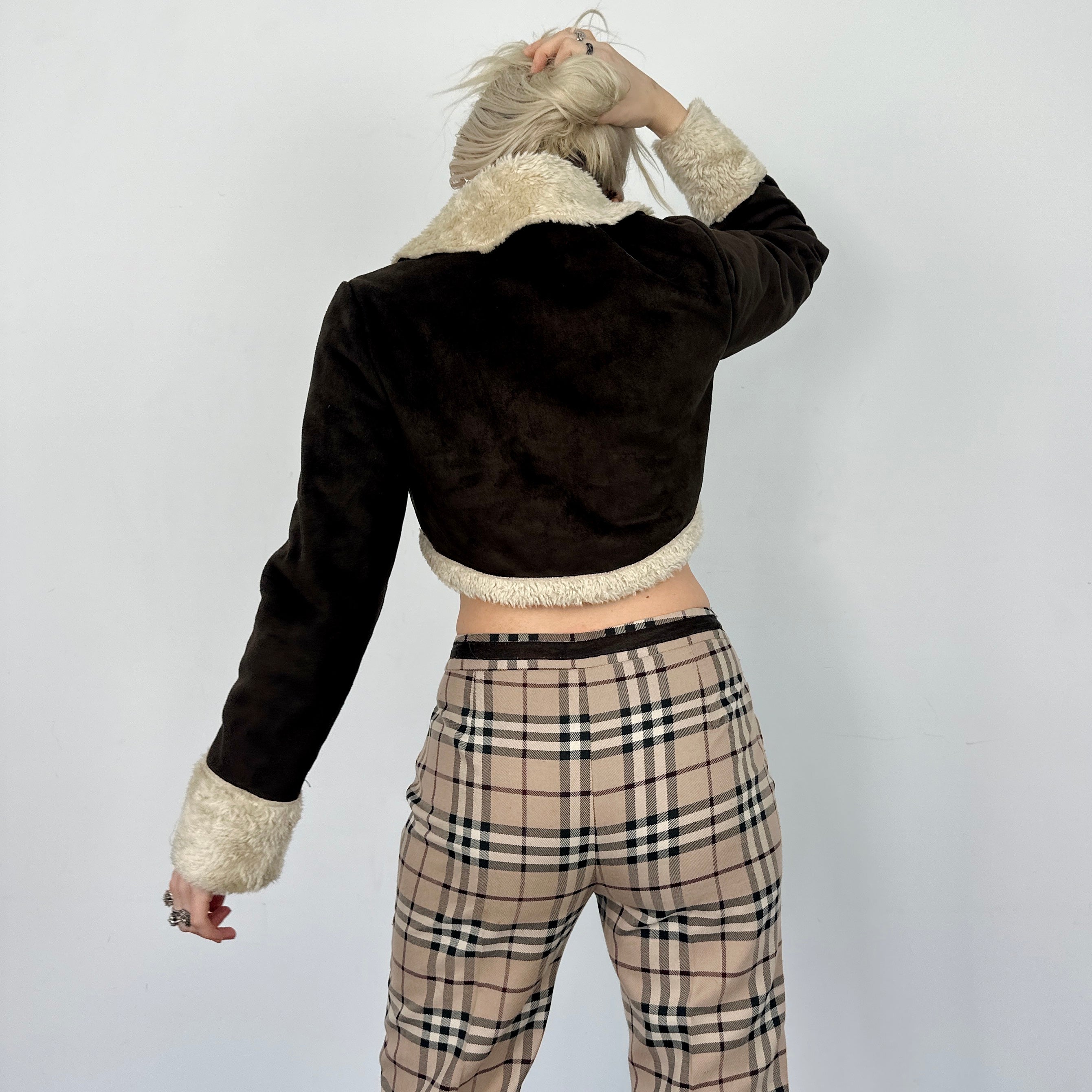 Y2K Cropped Sherpa Jacket (S)