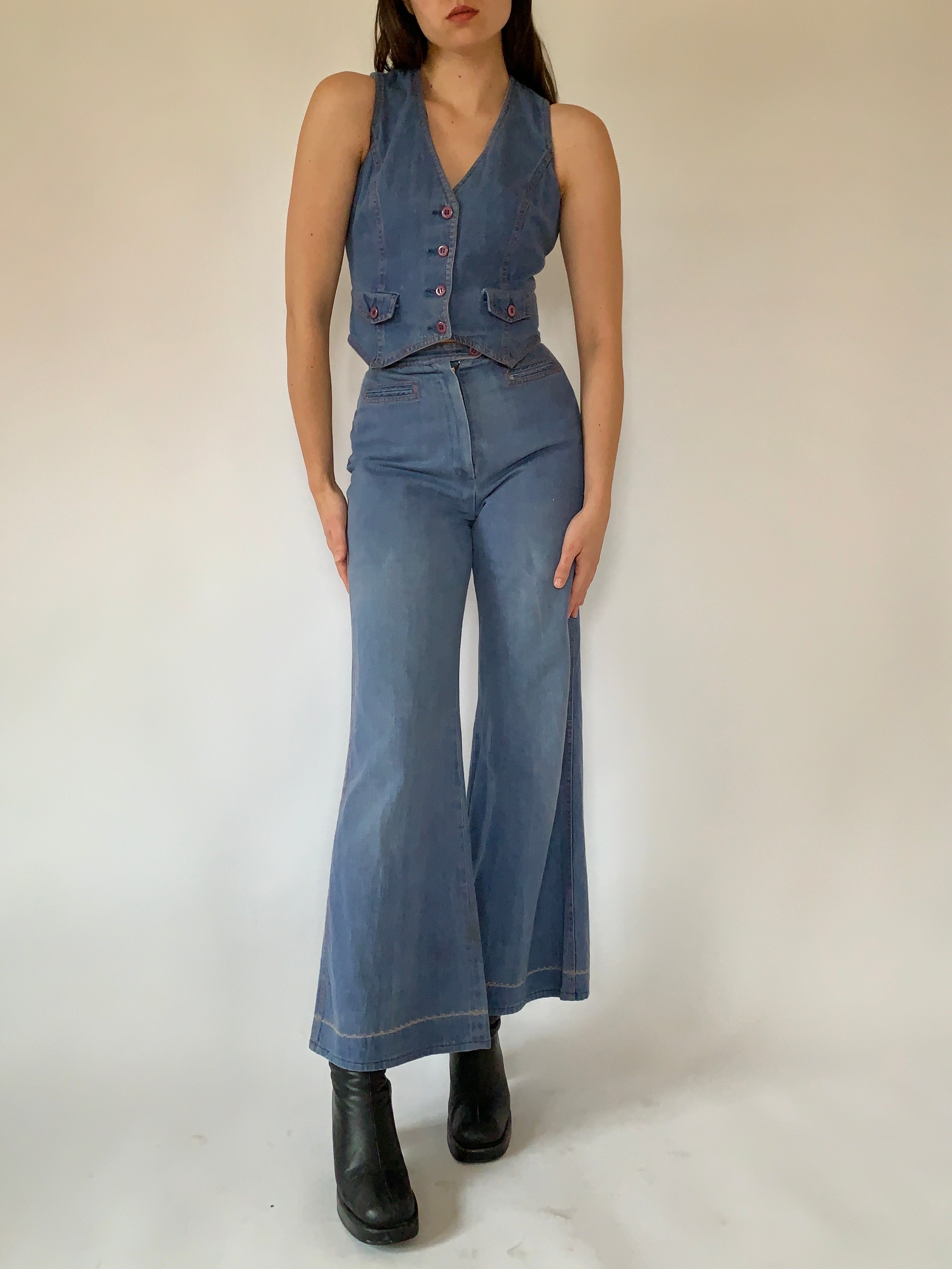Vintage 1970s Denim Suit (S)