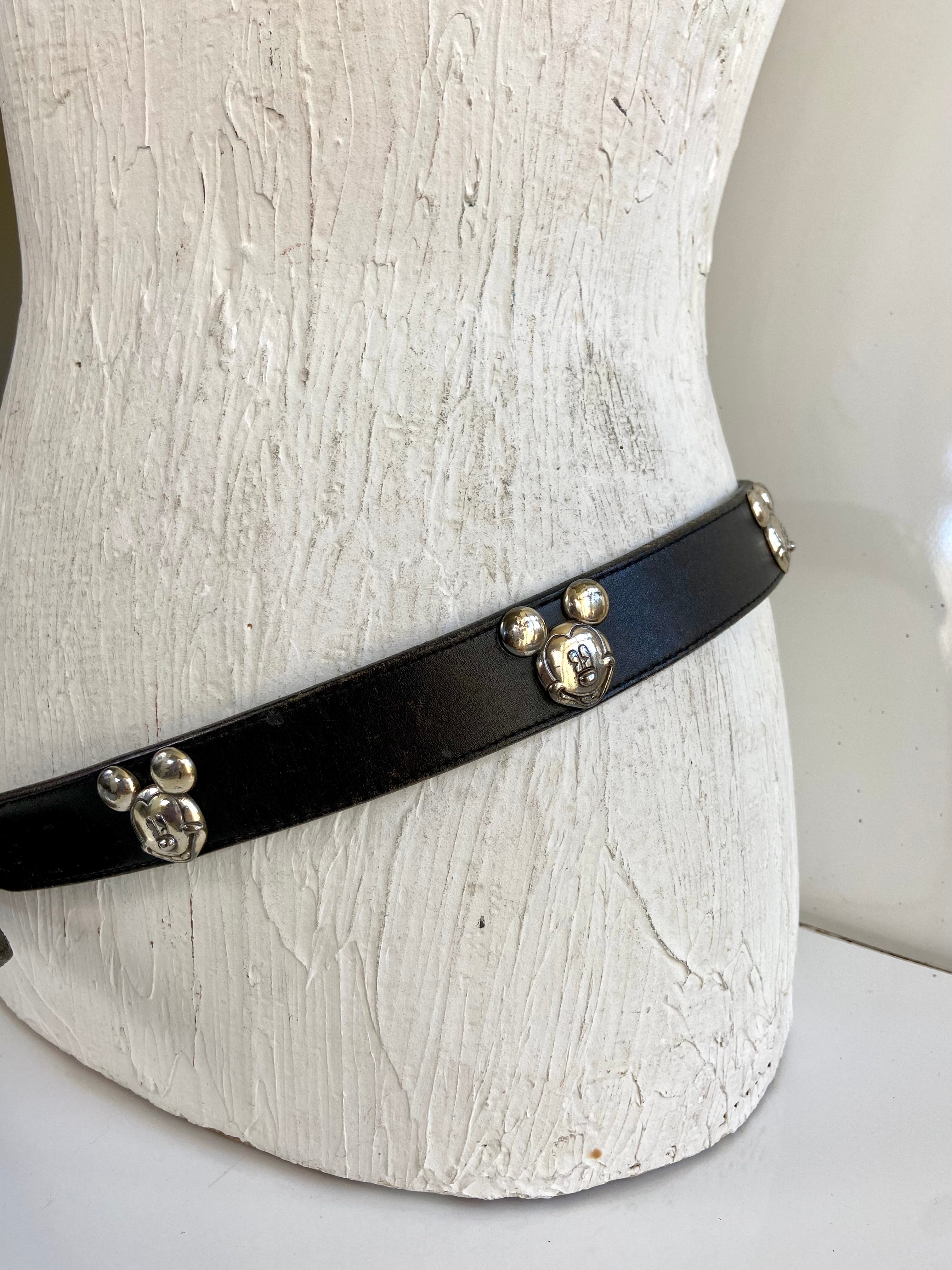 Vintage 92 Brighton Mickey & Co Disney Belt Black Leather Solid Brass