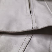 Y2K Italian White Leather Moto Jacket (S)