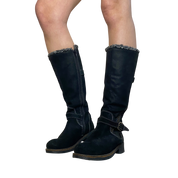 Real Suede Buckle Biker Boots (UK 4 EU 37 US 6)