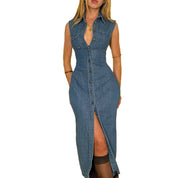 90’s Denim Button-up Dress (S)