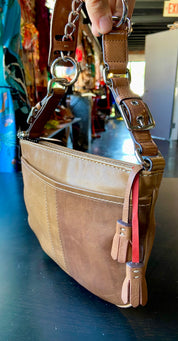 Brown Leather Reworked Coach bag