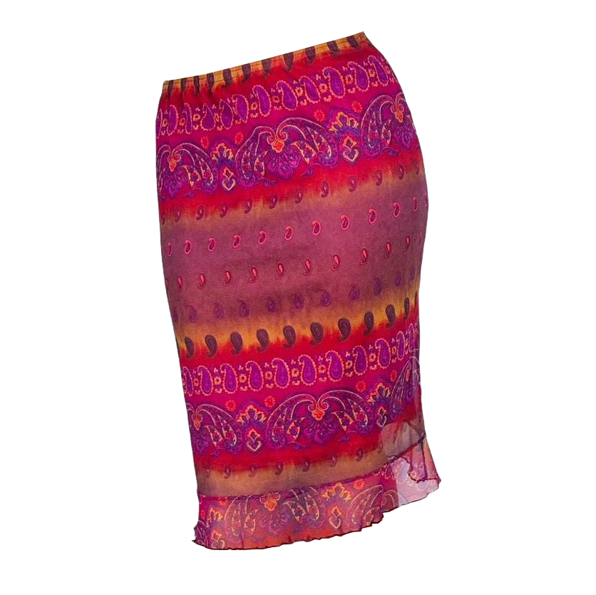 Paisley Sunset Mesh Midi Skirt (M)