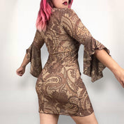 90s Boho Bell Sleeve Dress (Medium)