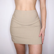 90s Tan Pinstripe Mini Skirt (S)