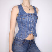 Y2K Fitted Denim Vest (M)