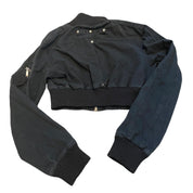 Vintage Cropped Black Utility Bomber Jacket (S)