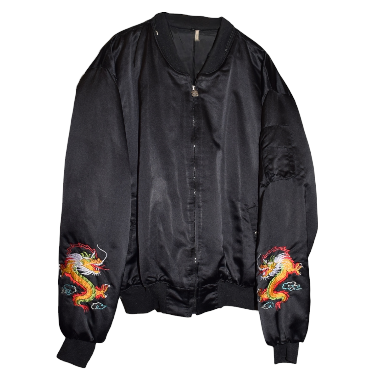 80s Okinawa Japan "Far East Tour" Embroidered Silk Bomber Jacket