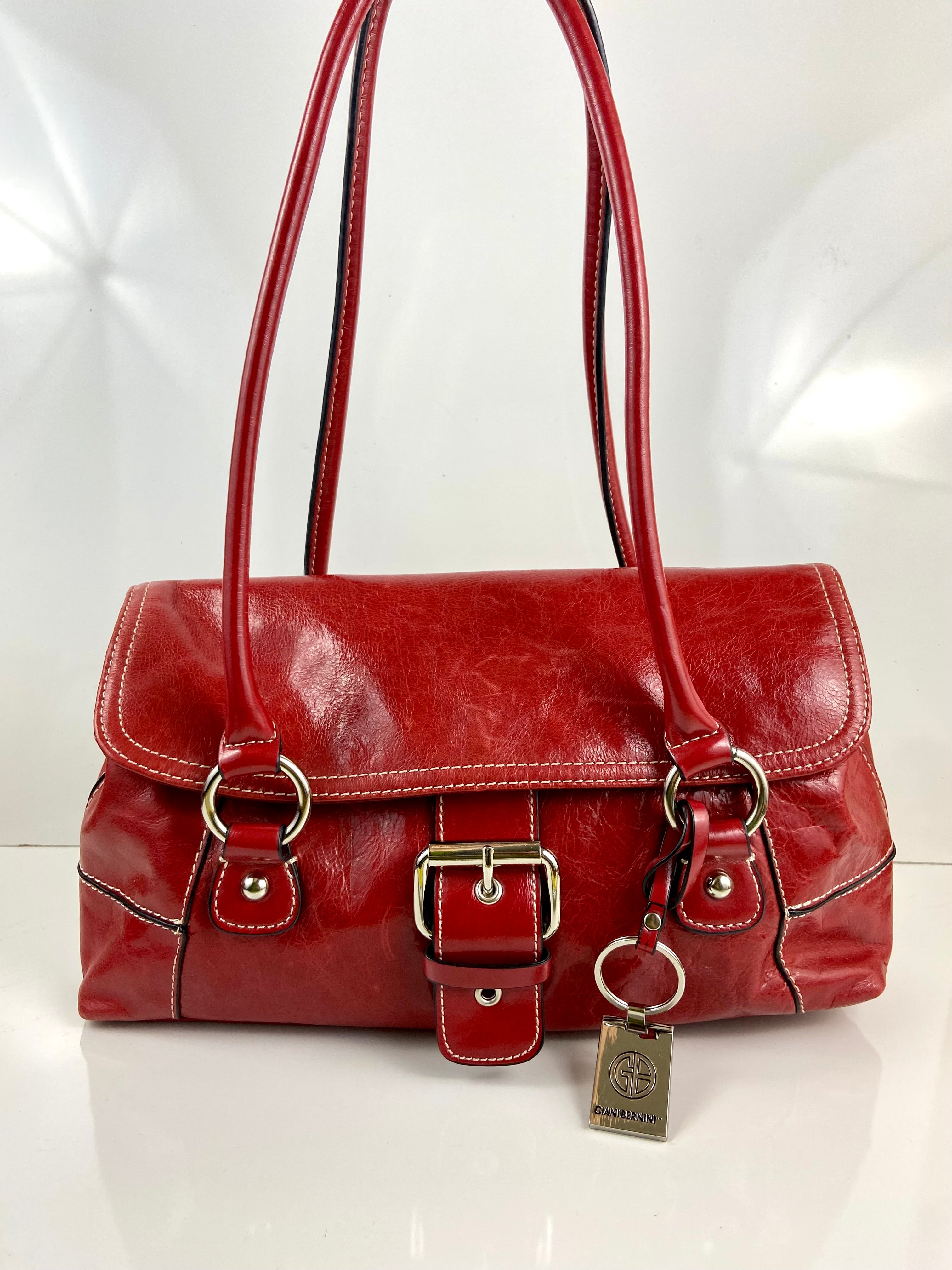 Red leather Giani Bernini purse