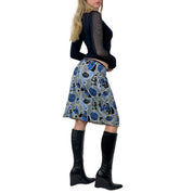 90s Geometric-Print Slinky Midi Skirt (S)