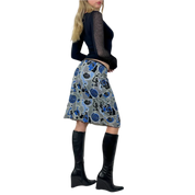 90s Geometric-Print Slinky Midi Skirt (S)