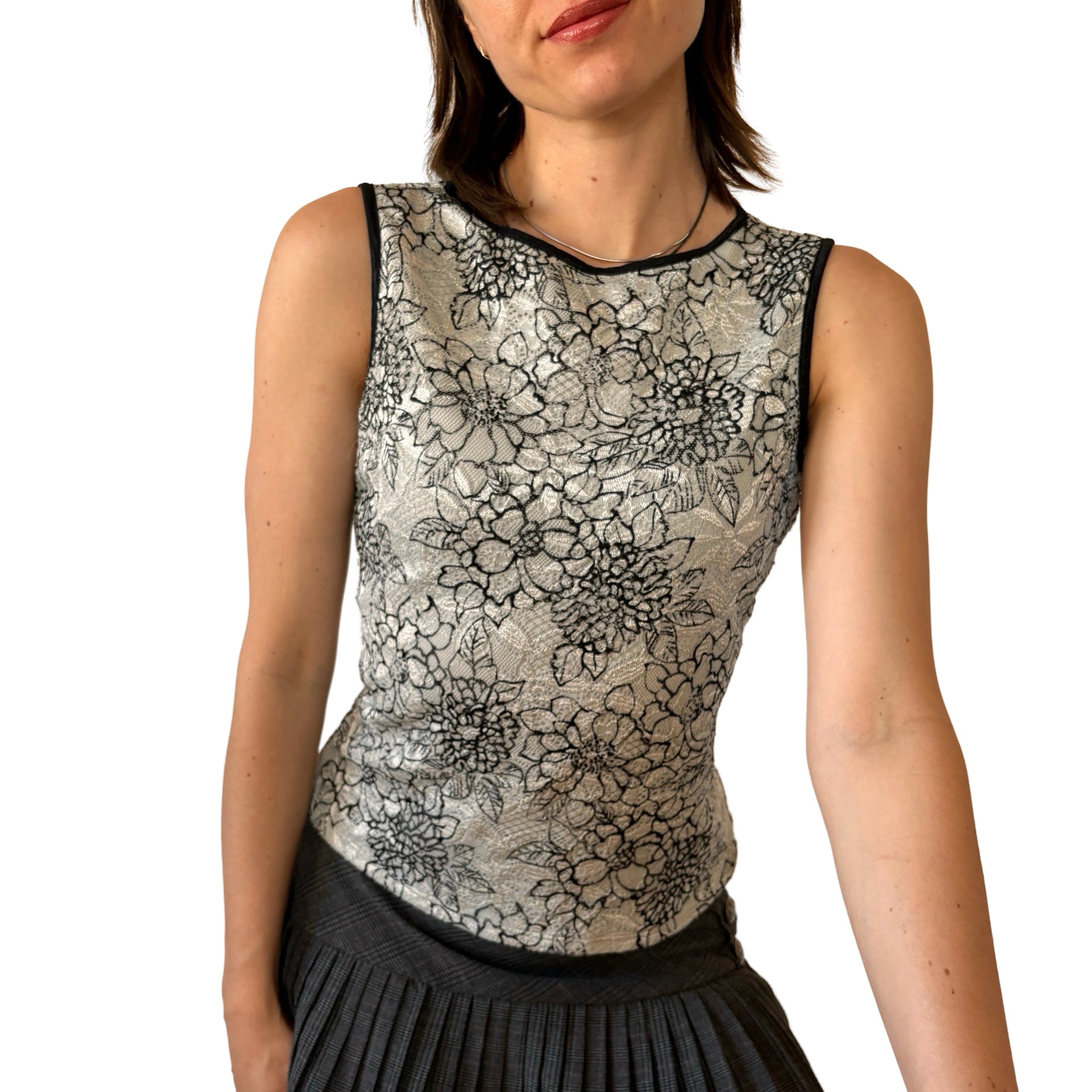 90s Floral Lace Tank (S)