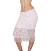 90s White Filet Lace Midi Skirt (XS/S)