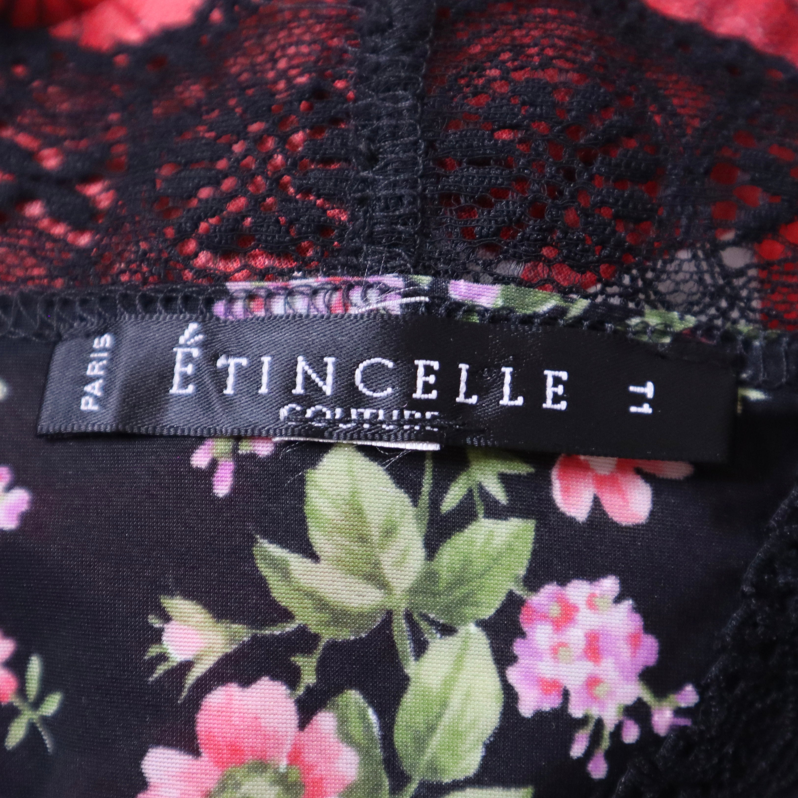 Y2K French Floral Lace Blouse (XS)