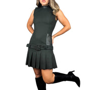 Korean Vintage Wool Mini Dress (M)