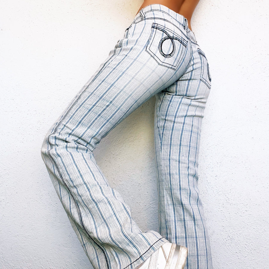 Lightweight Faded Plaid Jeans (S)