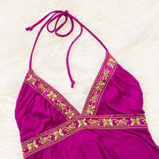 Y2K Bebe Fuchsia Silk Halter Top (M)