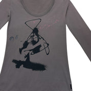 Y2K Sisley grunge artsy print longsleeve (S)