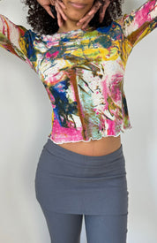 Vintage Abstract Mesh Top (S/M)