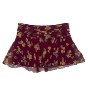 Y2K Floral Silk Mini Skirt (M)