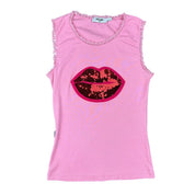 Moschino Jeans Sequin Lips Tank (XS/S)