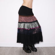 Y2K Italian Dark Boho Tiered Maxi Skirt (S)