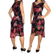 Floral Chiffon Cowl Neck Midi Dress (M)