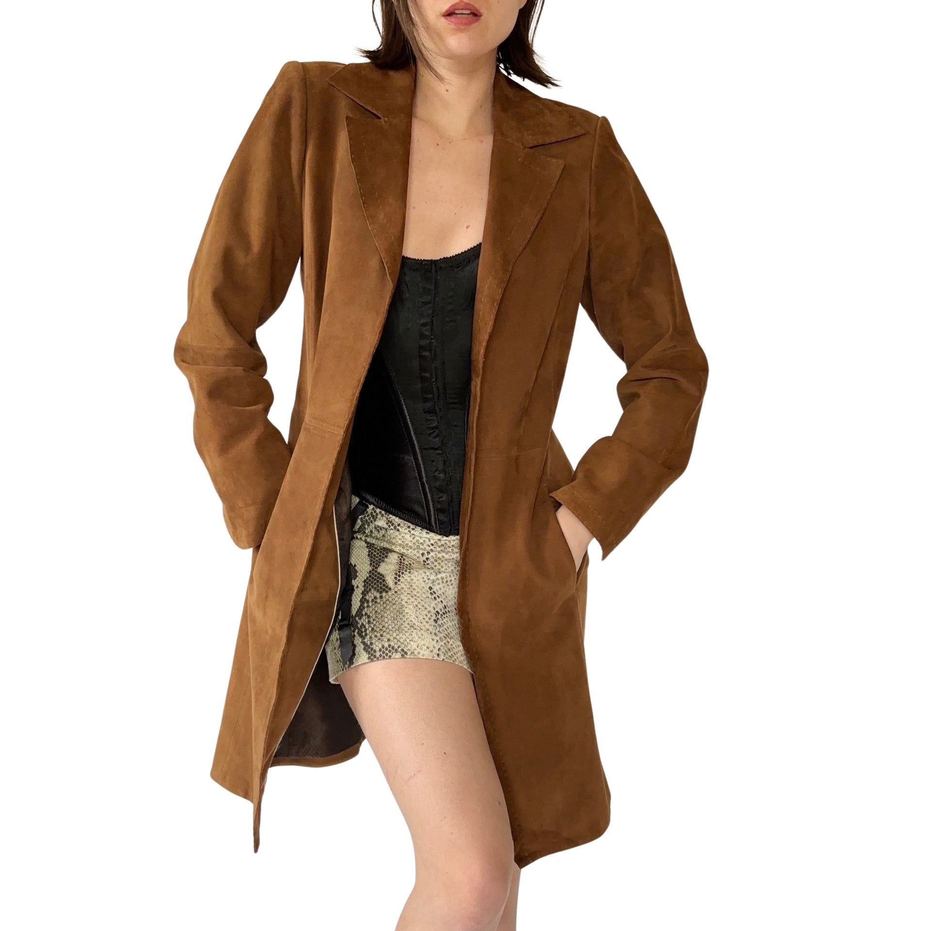 Genuine Suede Leather Coat (S)