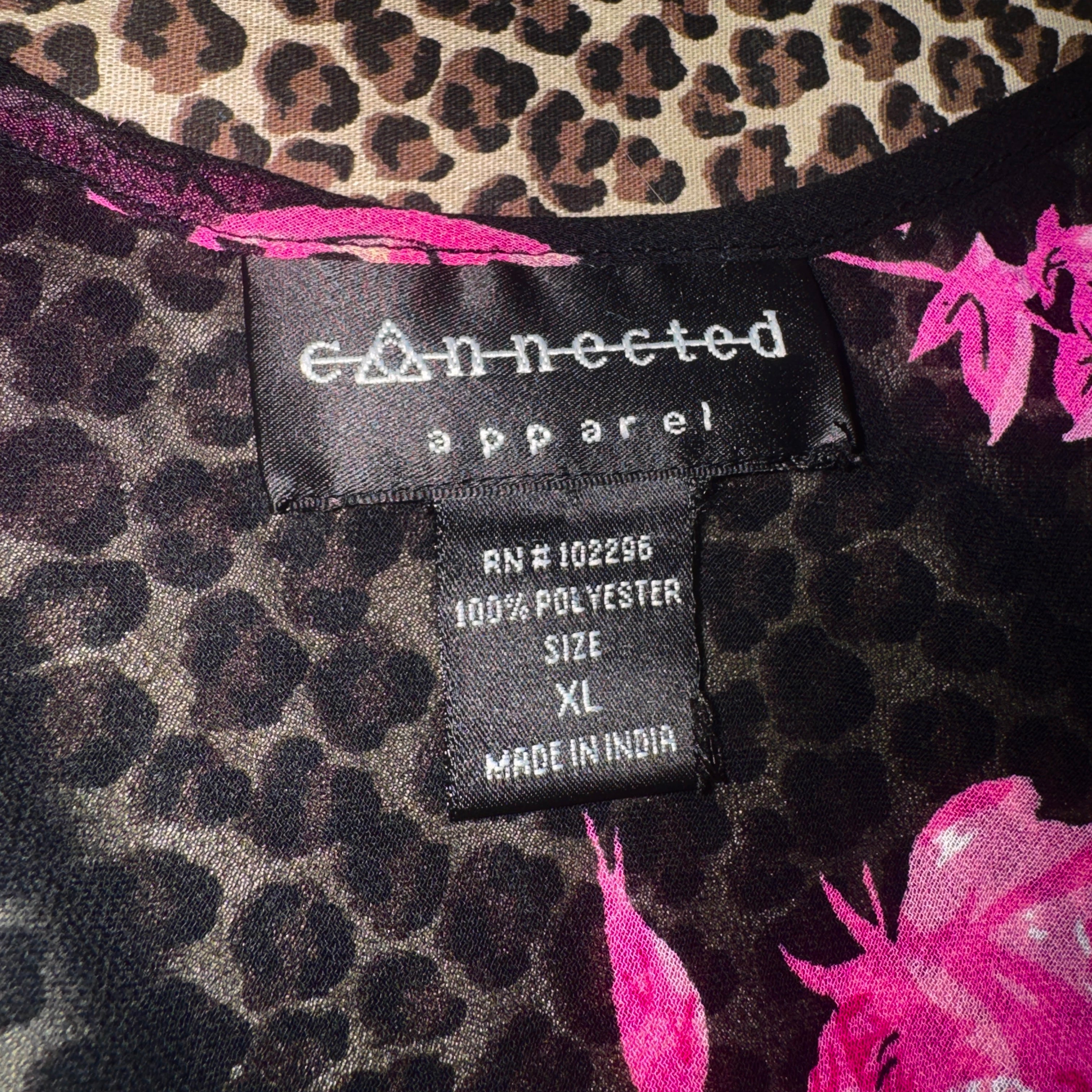 Y2K Pink & Black Floral Handkerchief Hem Midi Dress (XL)