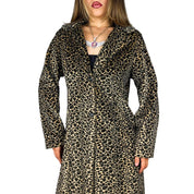 90s Fuzzy Leopard Duster Coat (L)