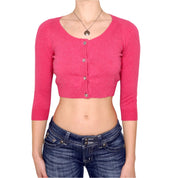 Y2K Pink Cropped Cardigan (S)