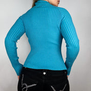 Caché Silk Knit Button Cutout Turtleneck (M)