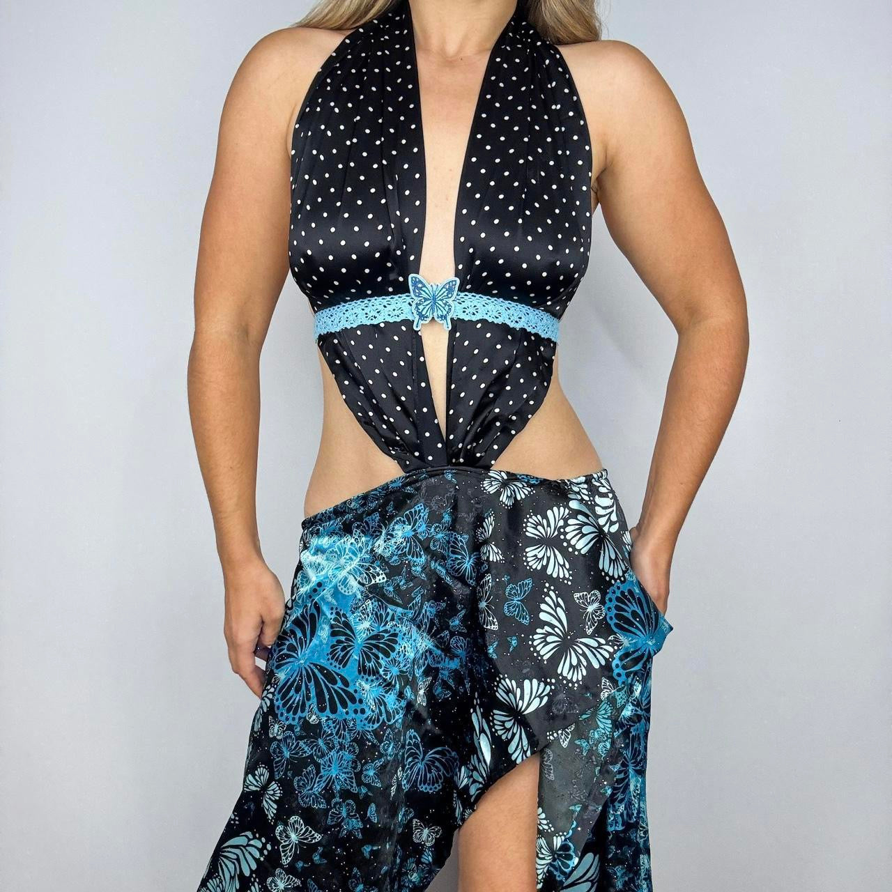 Polka Dot Butterfly Midi Dress (S)
