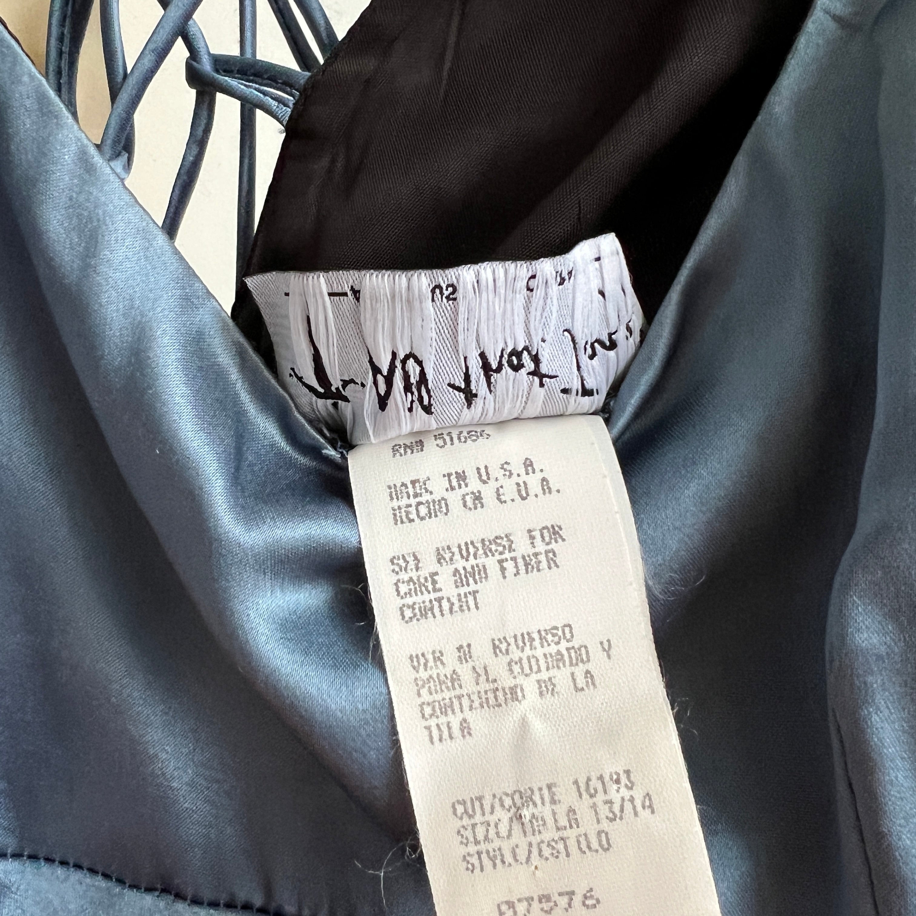Vintage 90s dusty blue satin maxi dress (S/M)