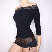 Y2K BEBE Black Off The Shoulder Sweater (XS/S)